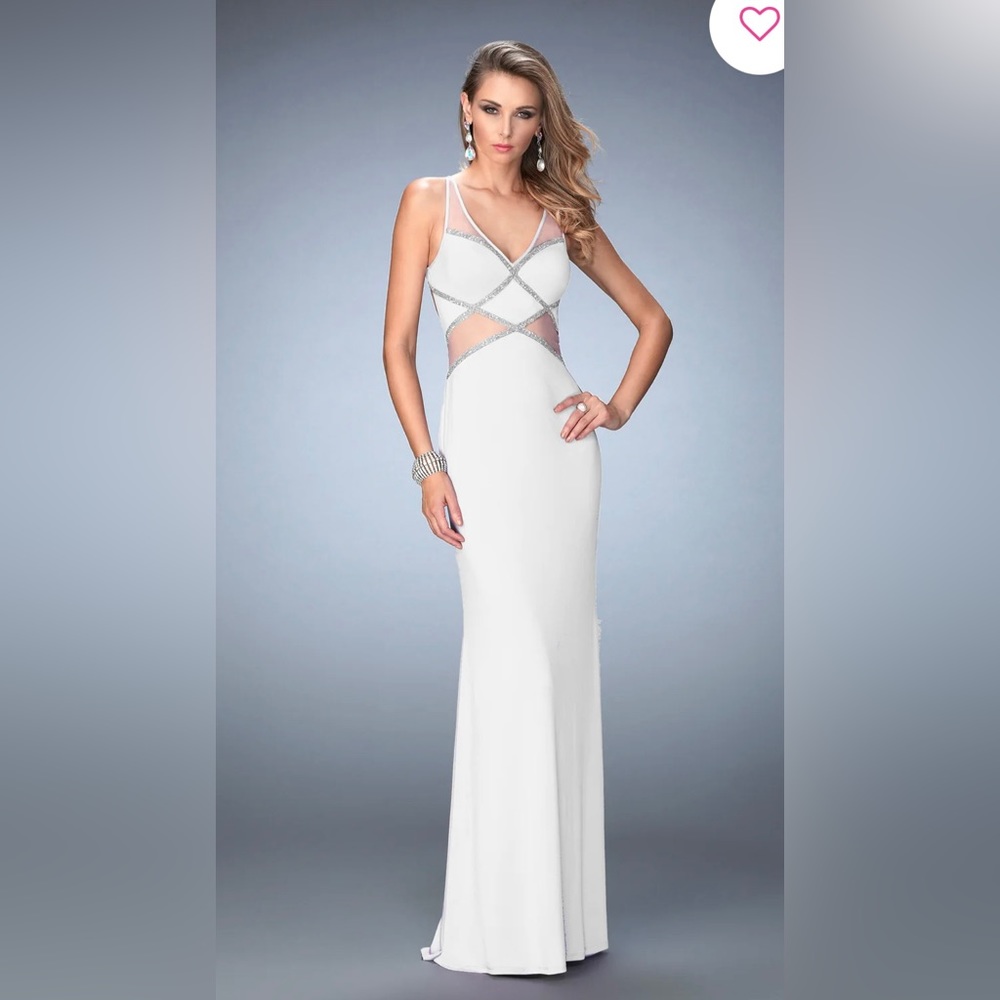 La femme 22458 white and gold dress
